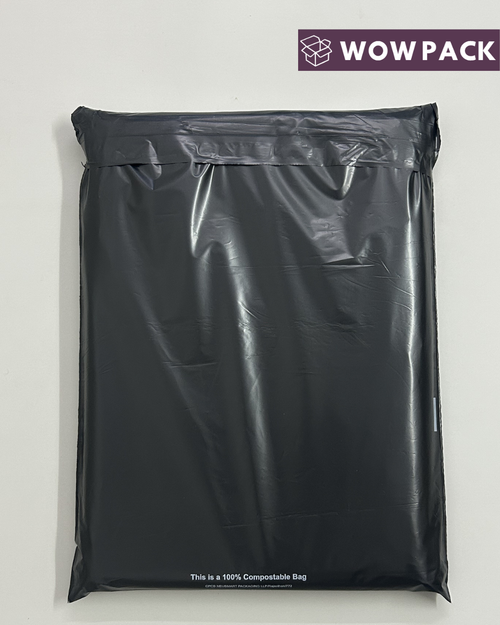 Black compostable courier bags eco friendly packaging for e-commerce biodegradable durable and secure shipping solution