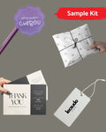 Branding Essentials Sample Kit | Hang Tags, Thank You Cards, Stickers & Wrapping Paper
