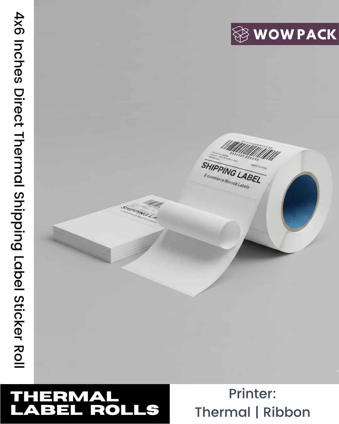 Direct thermal transfer label rolls 4x6 inches for shipping labels compatible with barcode printers for e-commerce packaging