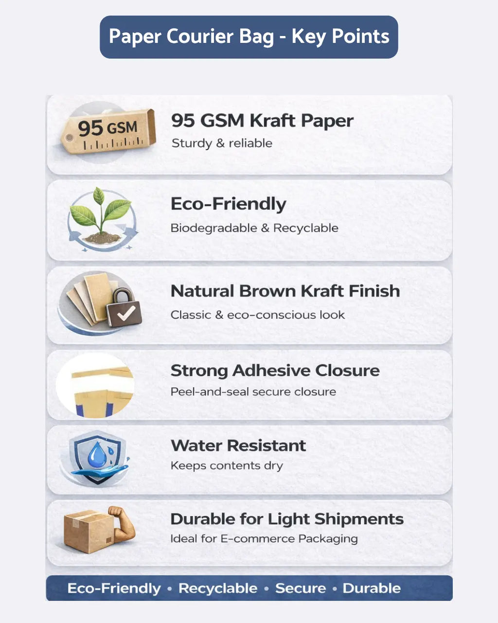 Brown Kraft Paper Courier Bags 95 GSM | Eco-Friendly Shipping Bags