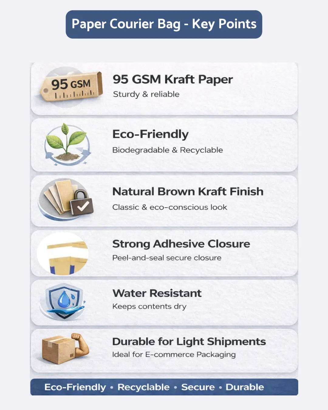 Brown Kraft Paper Courier Bags 95 GSM | Eco-Friendly Shipping Bags