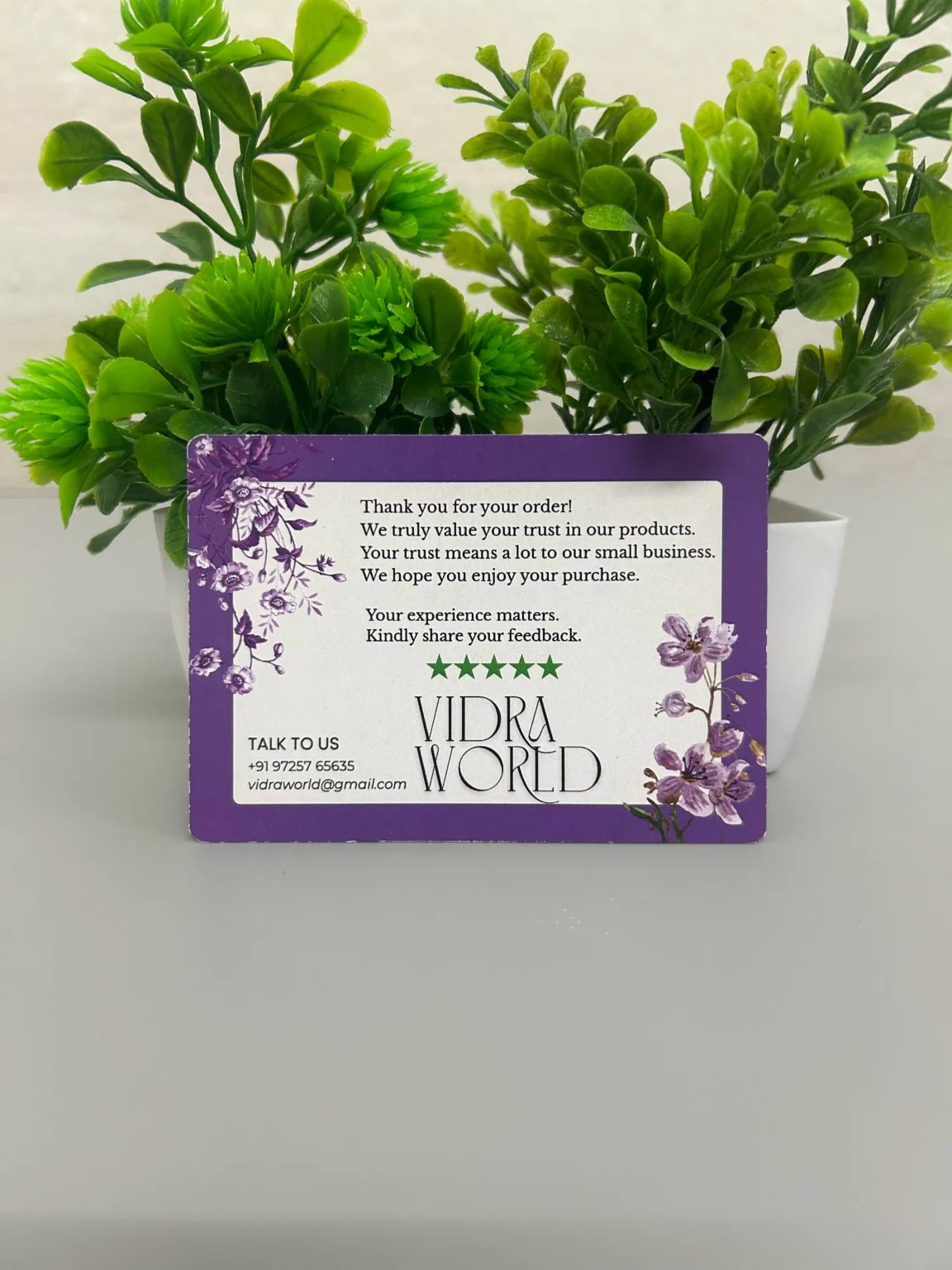 Thank you card for e-commerce packaging with custom branding customer appreciation card for online orders
