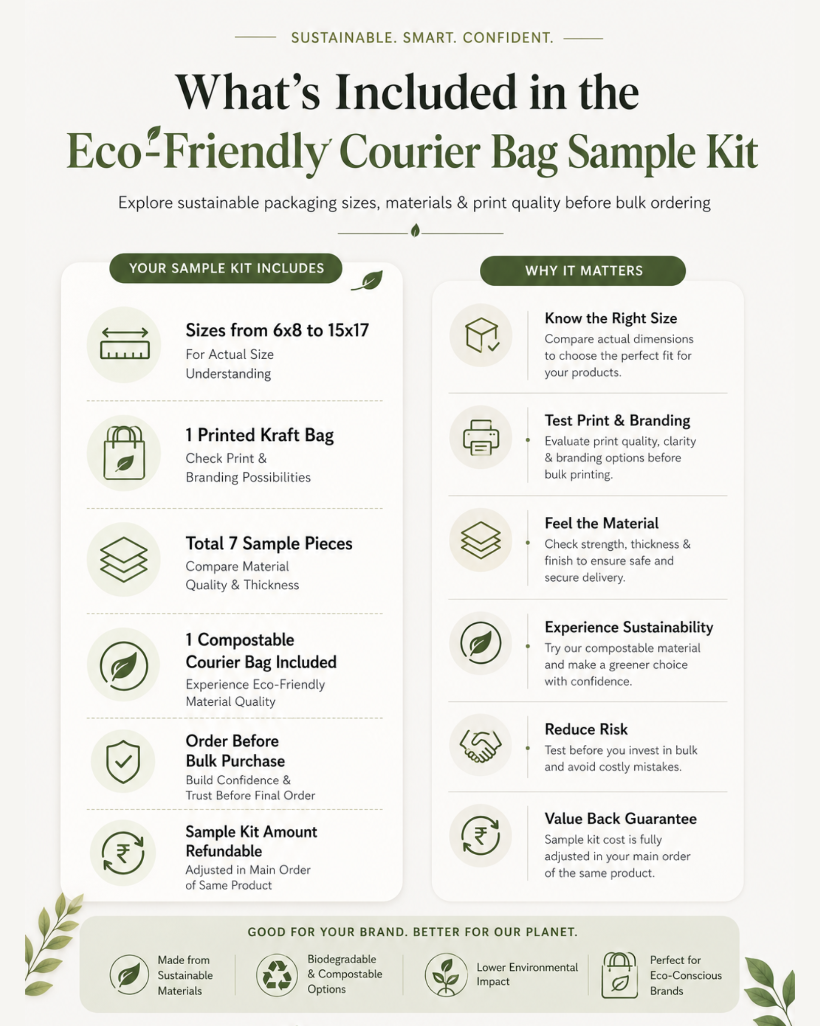 Brown Kraft Paper Bags Sample Kit | Test Eco-Friendly Packaging Before Bulk Order
